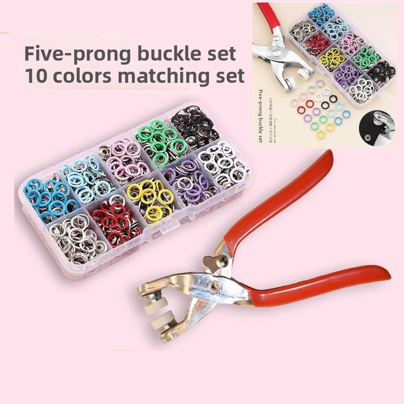Snap Fastener Set - 100セット スナッププライヤー 自動グロメットアイレットプライヤー 5爪スナップボタンプライヤー 衣類バッグの縫製やDIYクラフト用