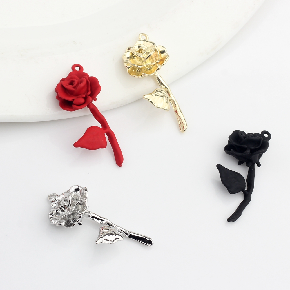 Metallic Spray Paint - 亜鉛合金メタルカラースプレーペイントバラの花チャームペンダント 6 ピース/ロット DIY ファッションイヤリングジュエリーメイキングアクセサリー