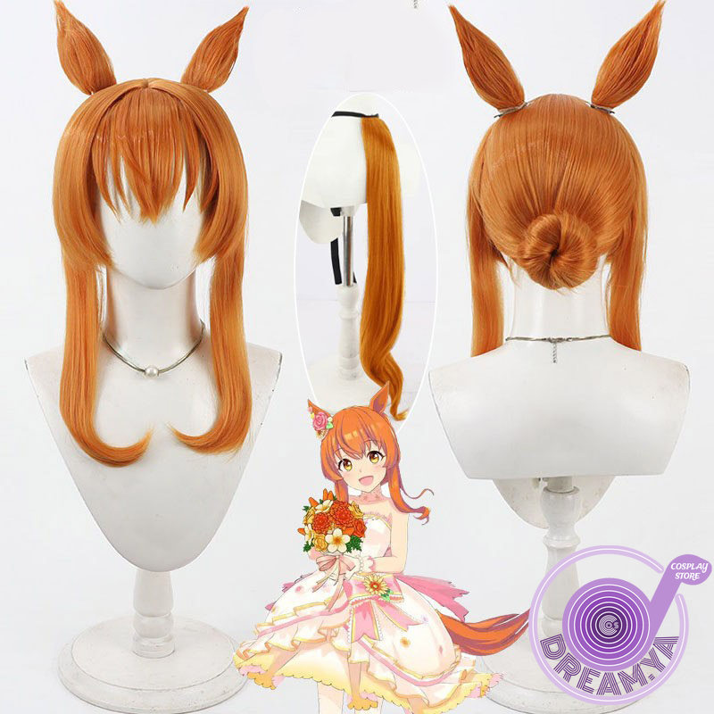 Heat Gun Cosplay - Mayano トップガン コスプレウィッグ ウマ娘 プリティーダービー オレンジ