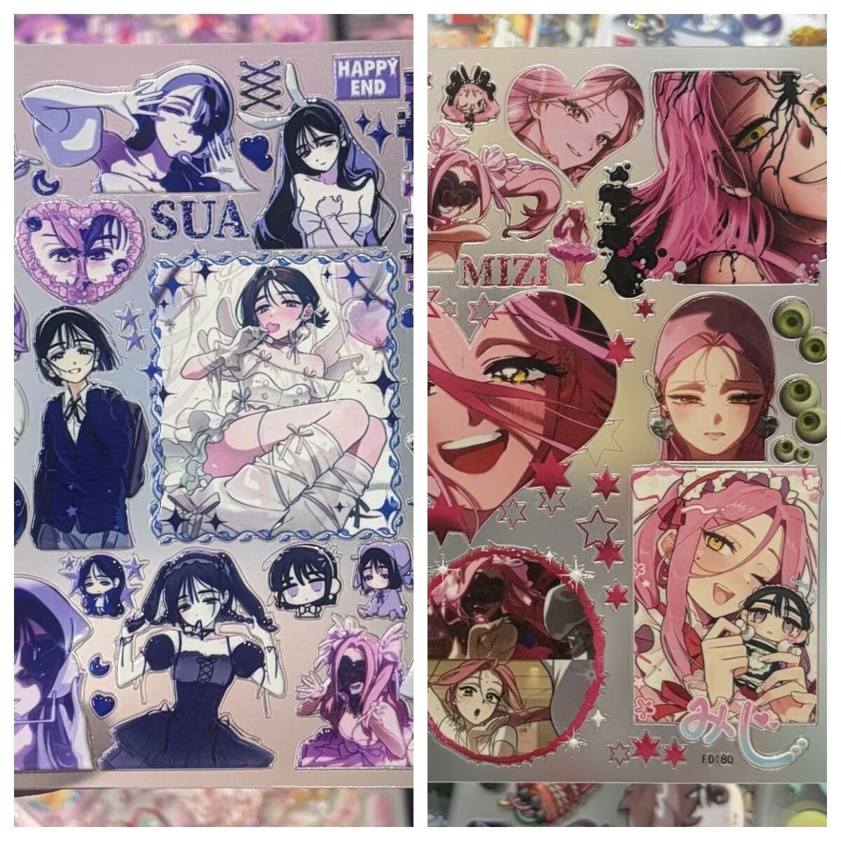 Cosplay Prop Book - アニメエイリアンステージ MIZI SUA 3Dエンボスステッカー アニメキャラクターステッカー DIYスマホケース