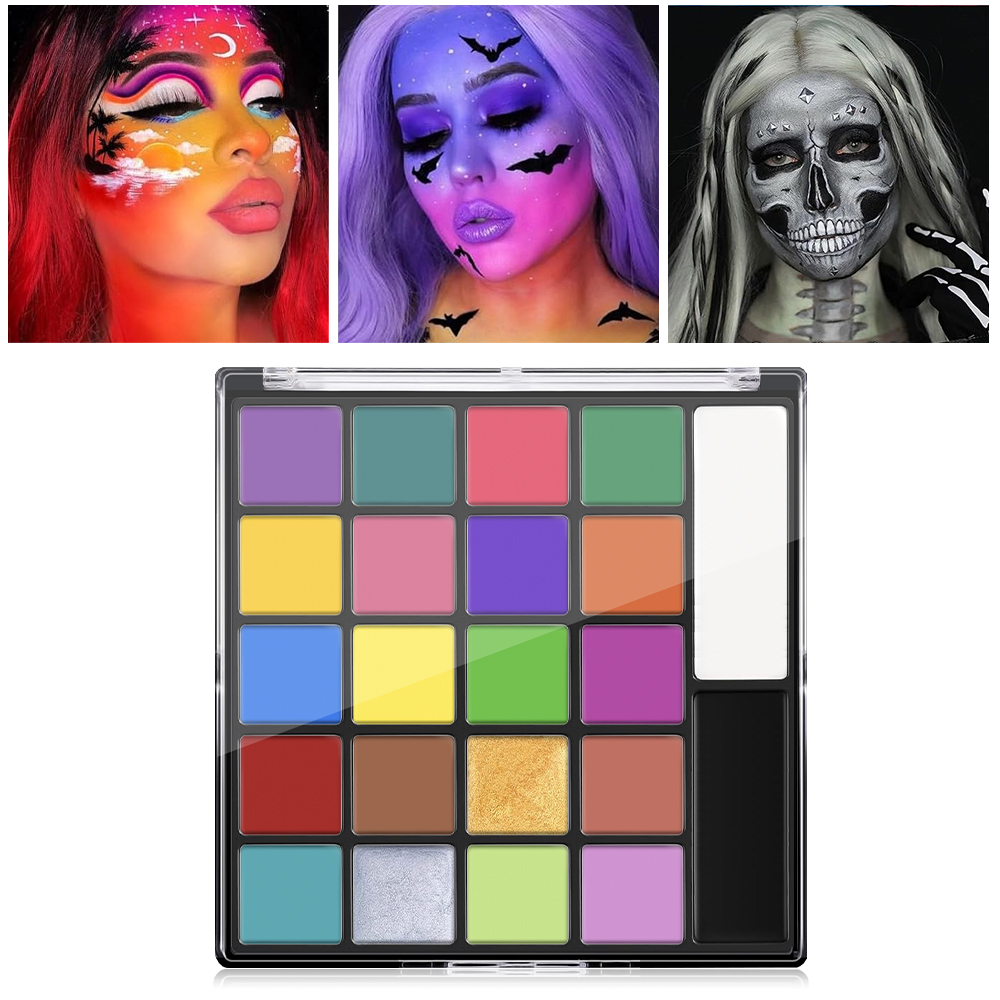 Cosplay Prop Paint - 子供と大人のためのフェイス & ボディペインティングキット,フェイスペイント,ブラシ付きメイクパレット,ハロウィーンカーニバル,コスプレアートパーティー,22色