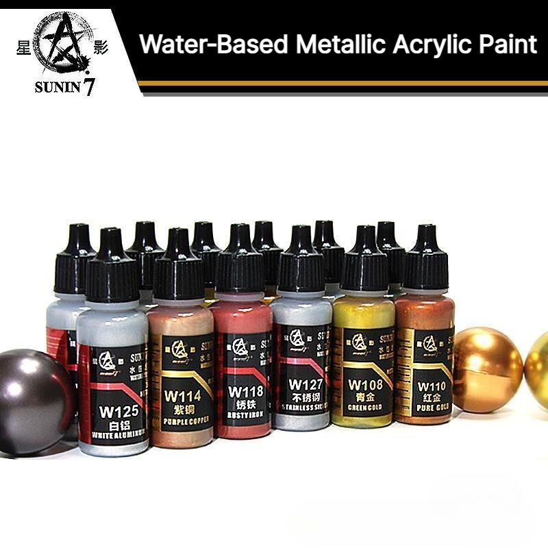 Metallic Spray Paint - SUNIN 7 W101-124 20ml 環境に優しい水性アクリル塗料 メタリックカラー