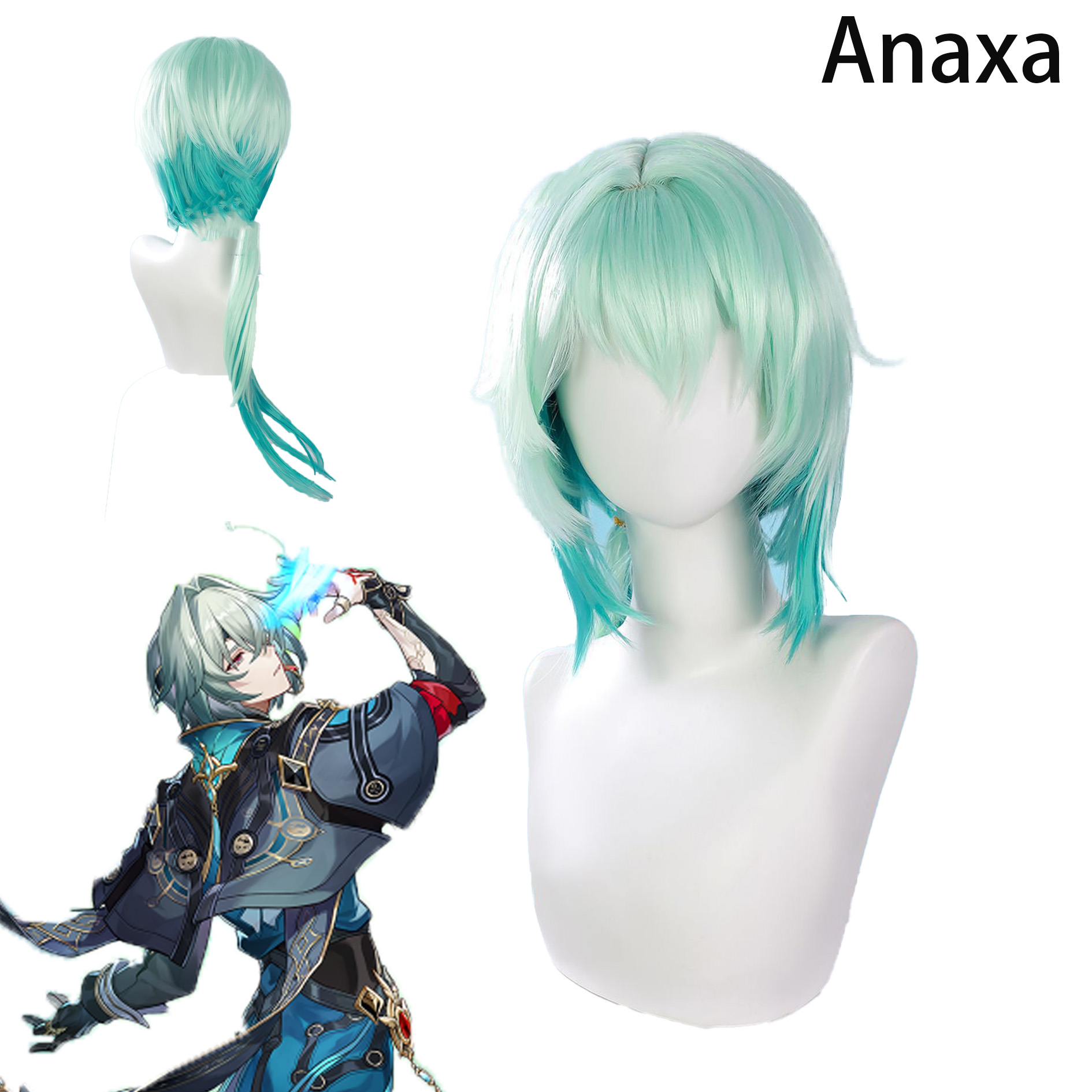 Anaxa Cosplay Prop - ホンカイ・スターレイル アナクサ コスプレウィッグ、エピファニーの森 アンファレウス アニメウィッグ 男性用