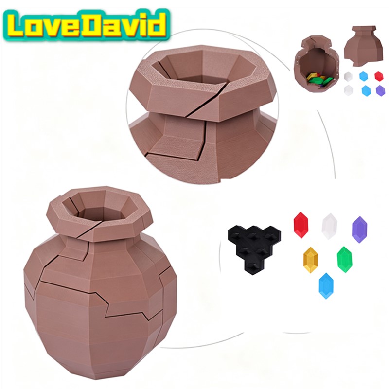 Cosplay Prop Display - リンクコスプレ ルピーポット 小道具 コスチュームアクセサリー カラフルなルピー宝石付きの漫画風ポット コレクションディスプレイ