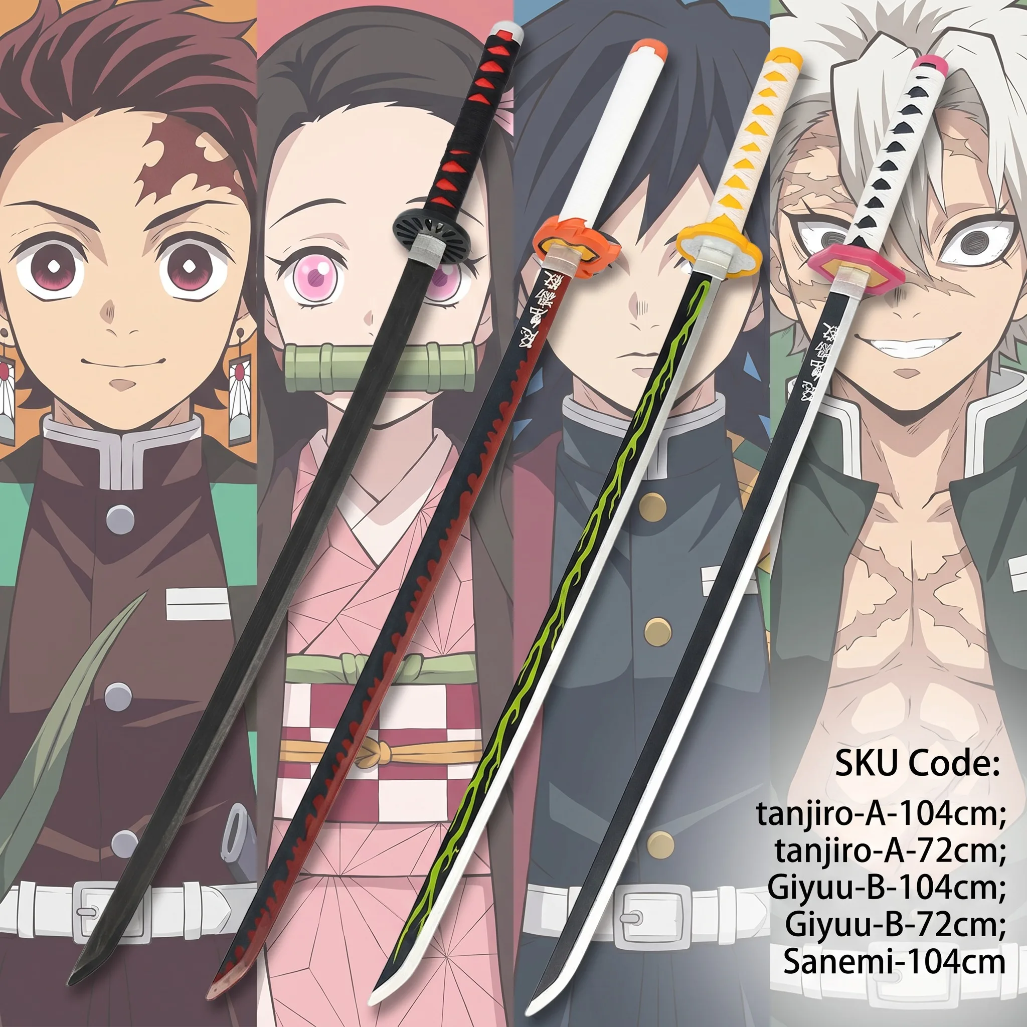 Cosplay Prop Display - 72 104cm 鬼滅の刃 刀 竈門炭治郎 竈門善逸