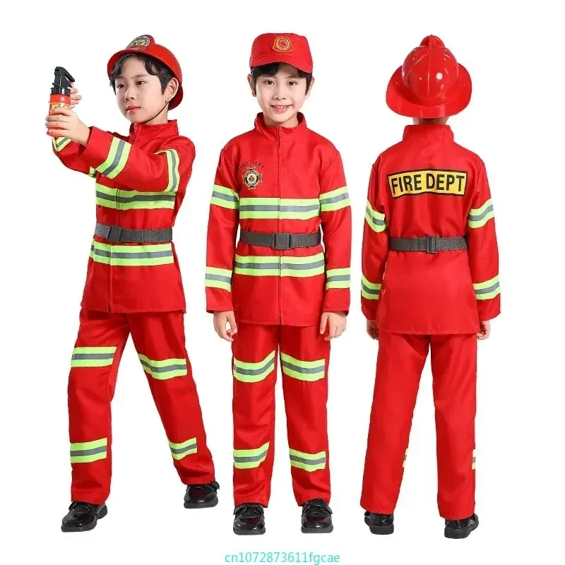Cosplay Prop Works - 新しい消防士制服サム消防士コスプレ衣装子供作業服スーツ小道具少年少女パフォーマンスセットクリスマスギフト