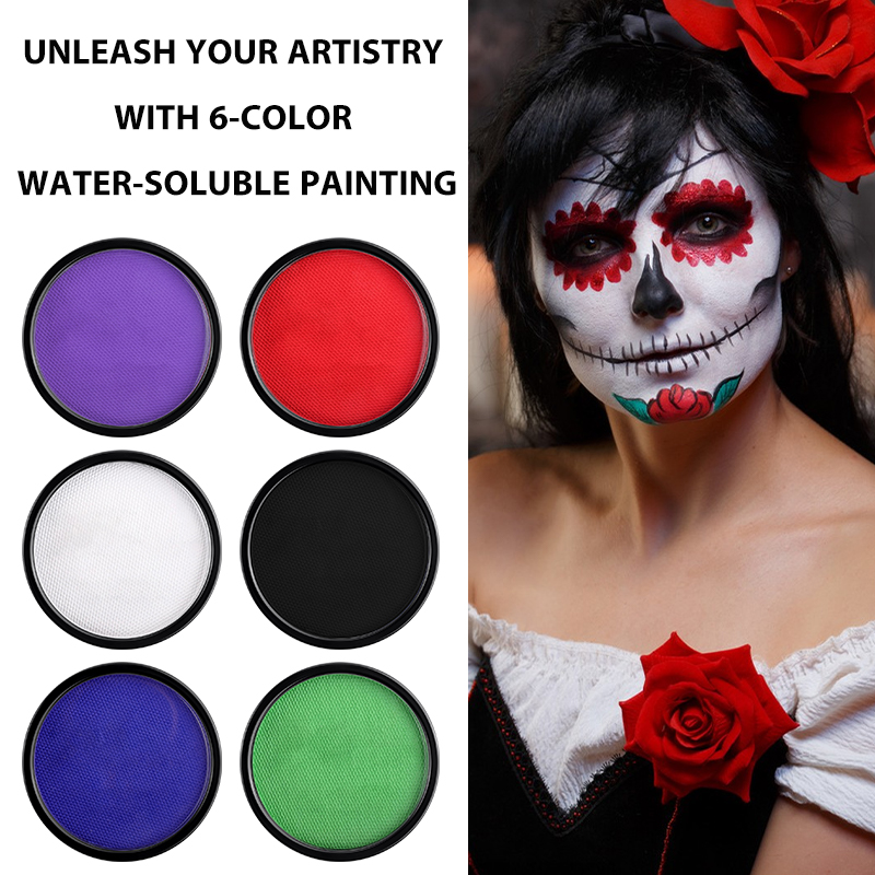 6色の水で活性化するフェイス＆ボディペイント、ブラシ1本付き - Cosplay Prop Paint のレビューと価格