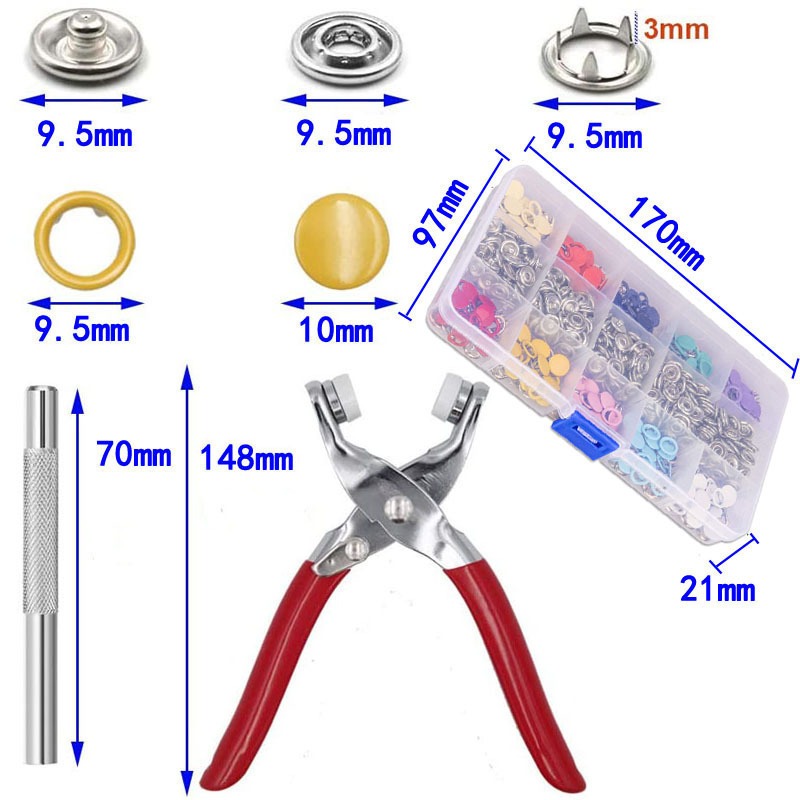100セット スナッププライヤー 自動グロメットアイレットプ - Snap Fastener Set のレビューと価格