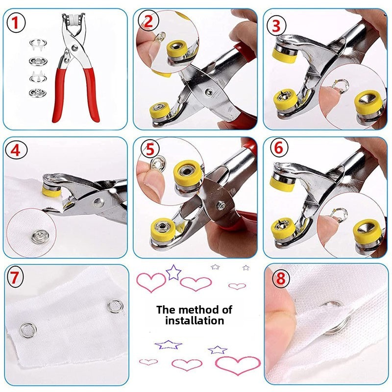 100セット スナッププライヤー 自動グロメットアイレットプ - Snap Fastener Set のレビューと価格