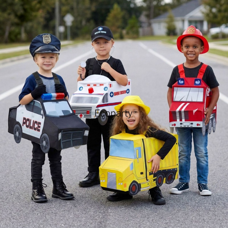 子供用面白い消防車救急車コスチューム男の子女の子消防士トラッ - Cosplay Fire Prop のレビューと価格
