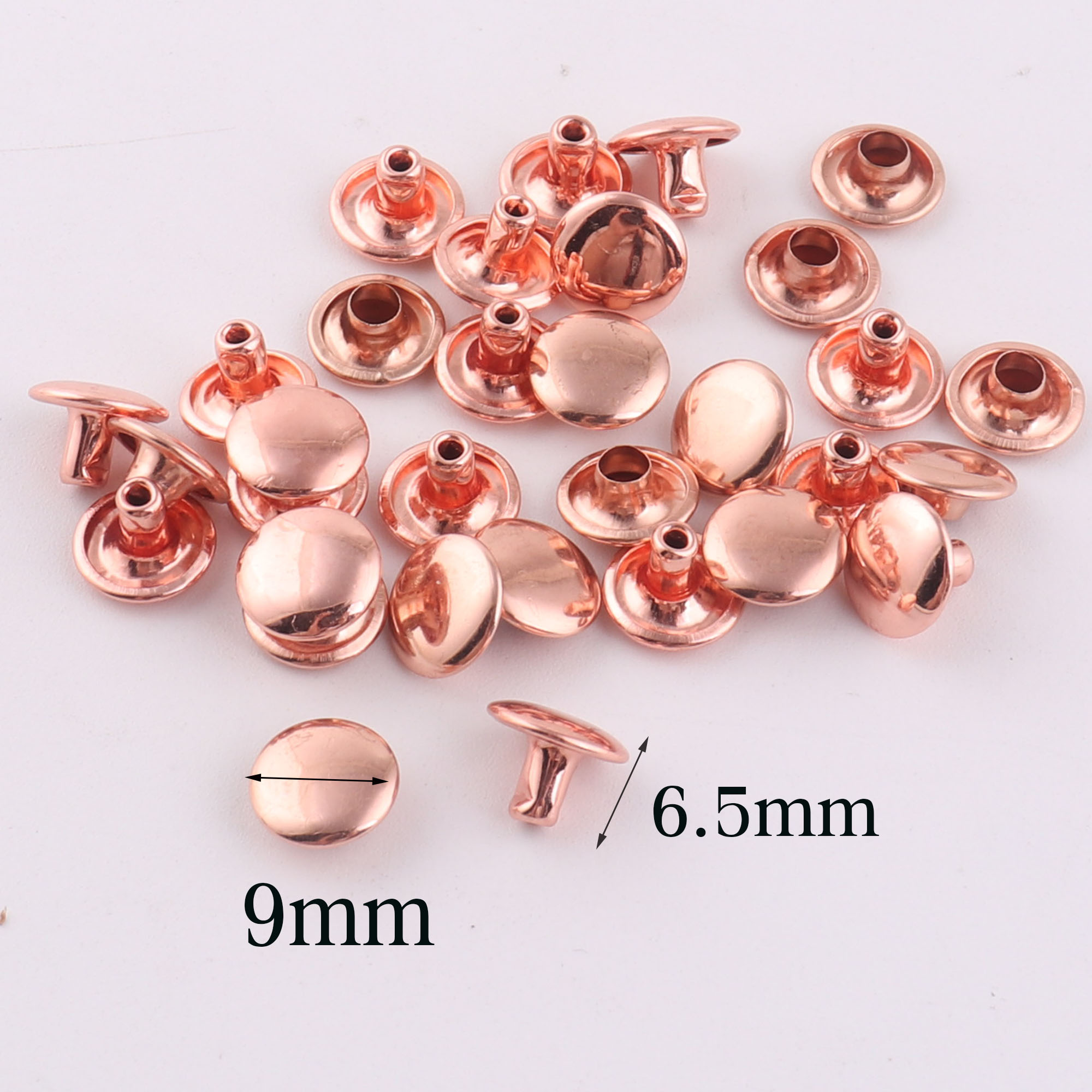100 セットダブルキャップリベット、ローズゴールドラウンド - Snap Fastener Set のレビューと価格