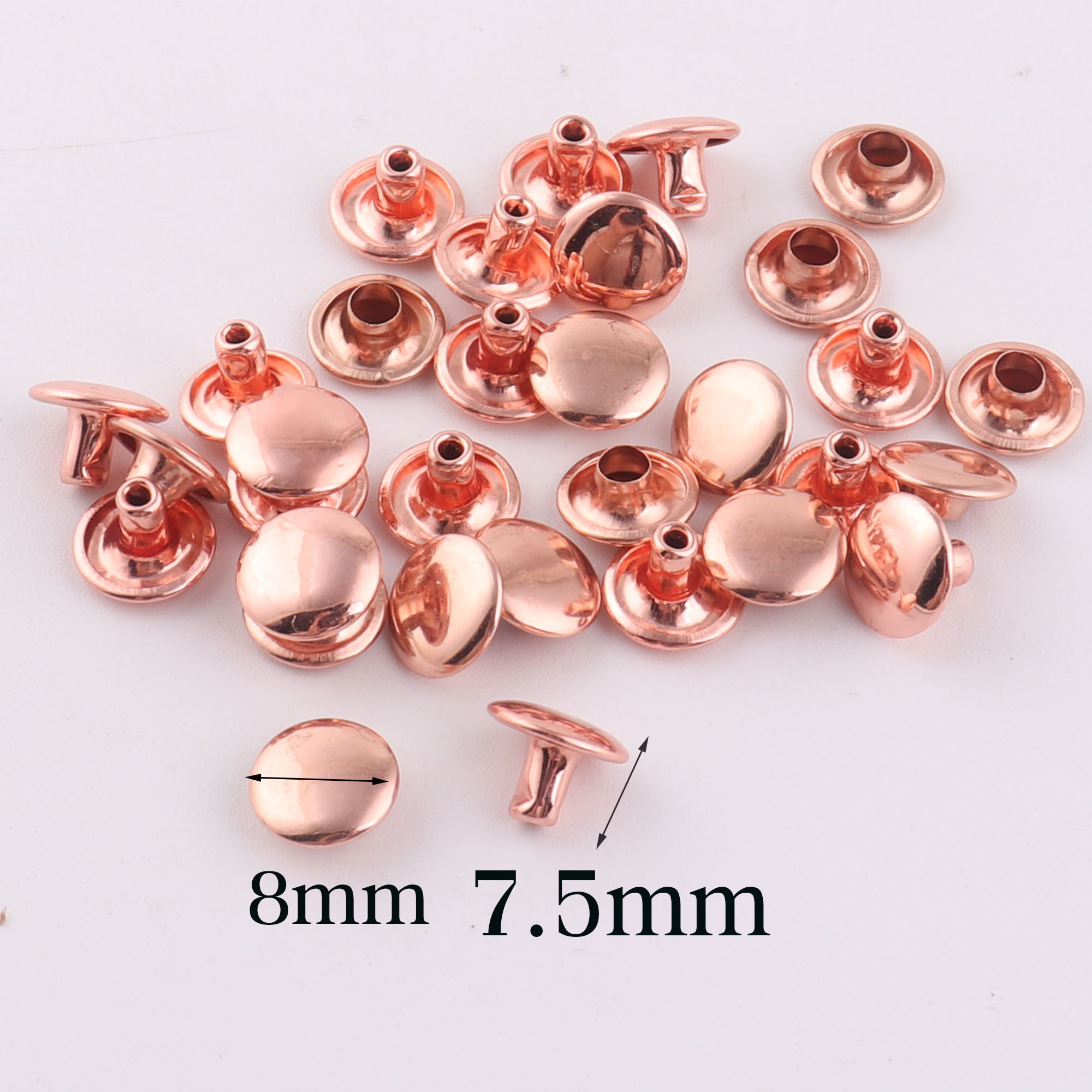 100 セットダブルキャップリベット、ローズゴールドラウンド - Snap Fastener Set のレビューと価格