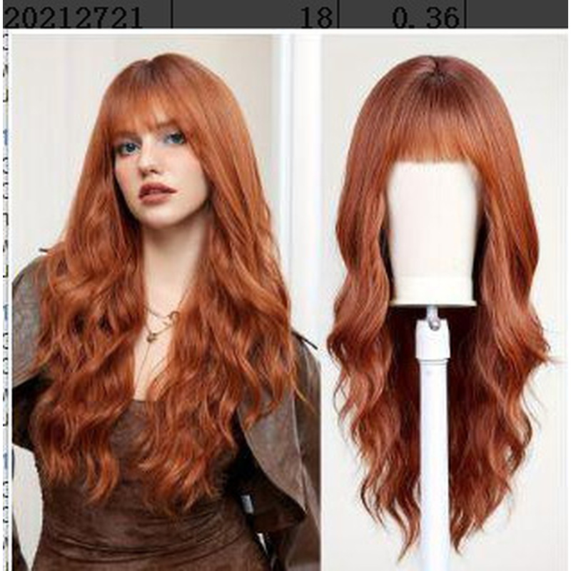 女性用前髪付きロングストレートヘアウィッグ、バーガンディ色、 - Wig Fiber Net のレビューと価格